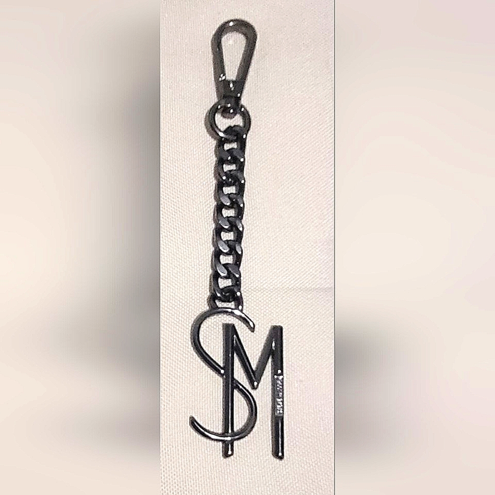 Steve Madden Metal Dark Silver Keychain/Bag Charm. 6" - Picture 3 of 6